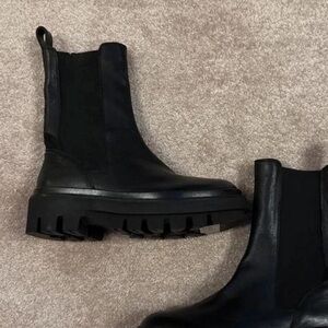 All Saints Black Leather Combat Boots